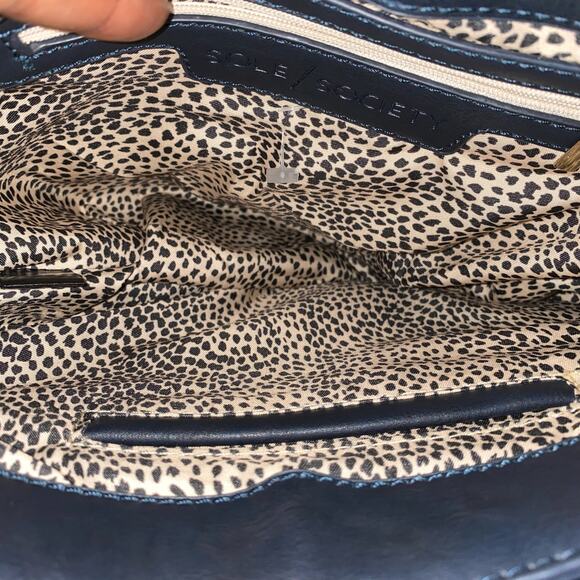 Sole Society Nordstrom Vegan Leather Flap Front Crossbody Saddle Bag Purse Blue - Picture 5 of 5